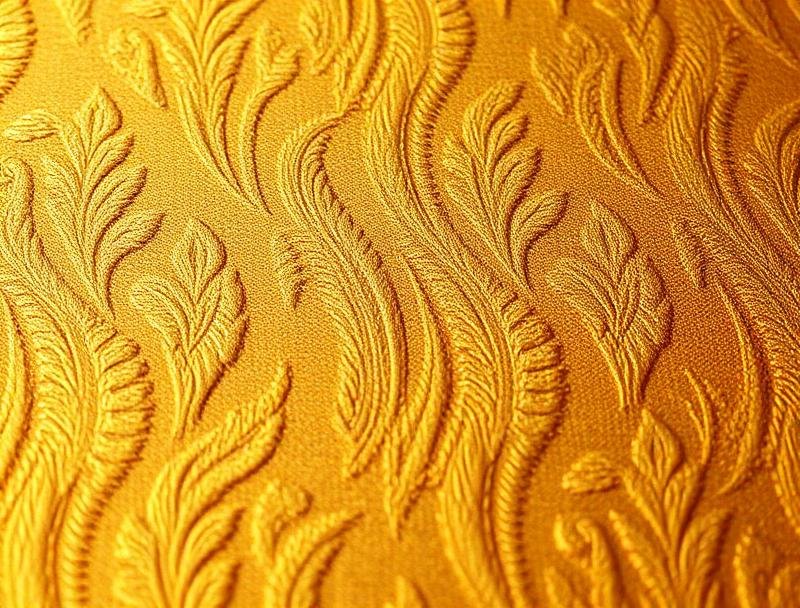 Mustard jacquard fabric close-up